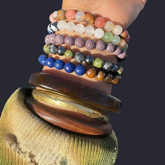 Mixed Gemstone Bead Bracelet 8mm - Picture 2 of 4